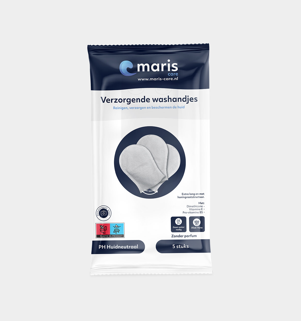 Vochtige washandjes zonder parfum (per 5 verpakt)