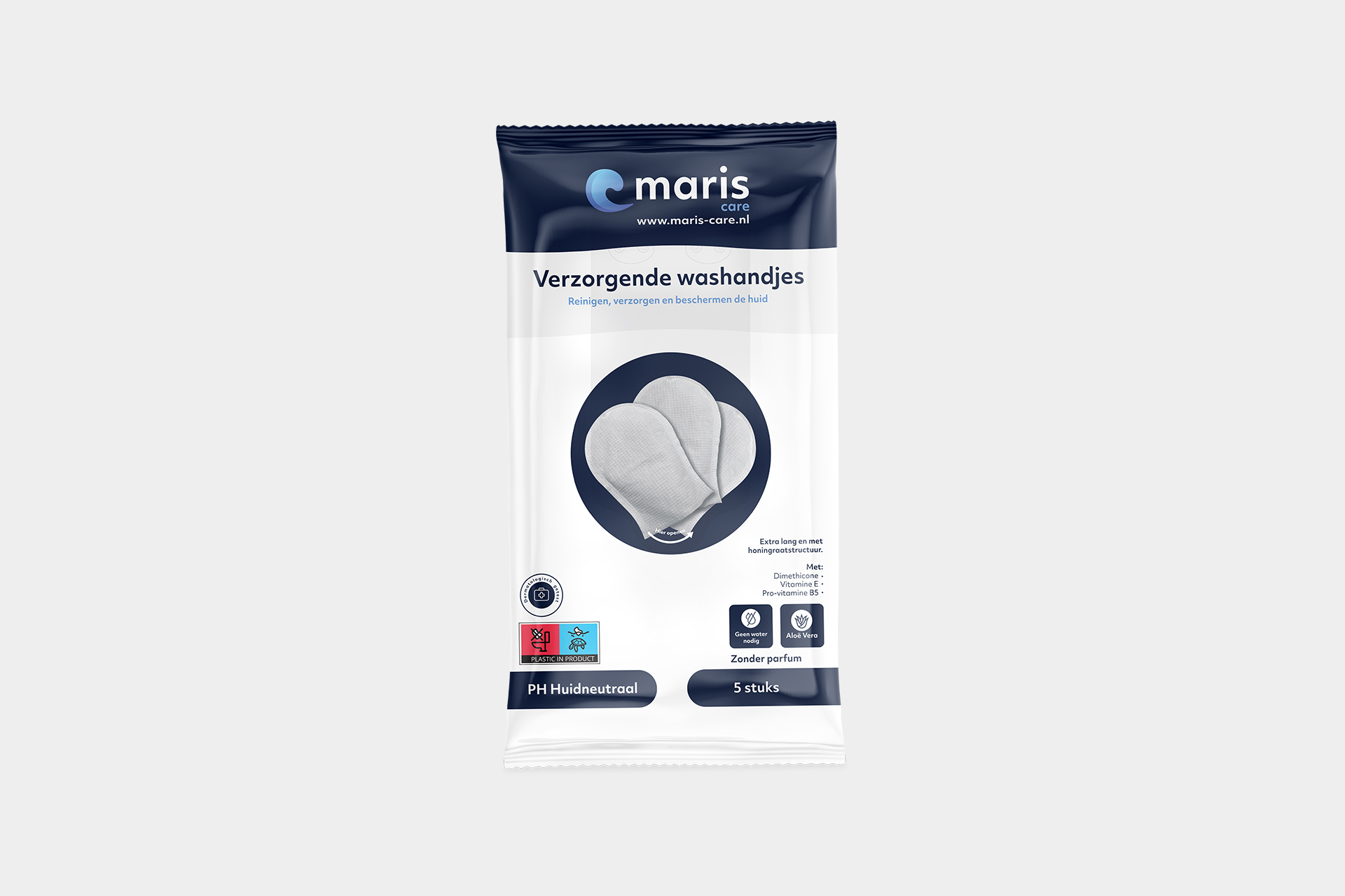 Vochtige washandjes zonder parfum (per 5 verpakt)