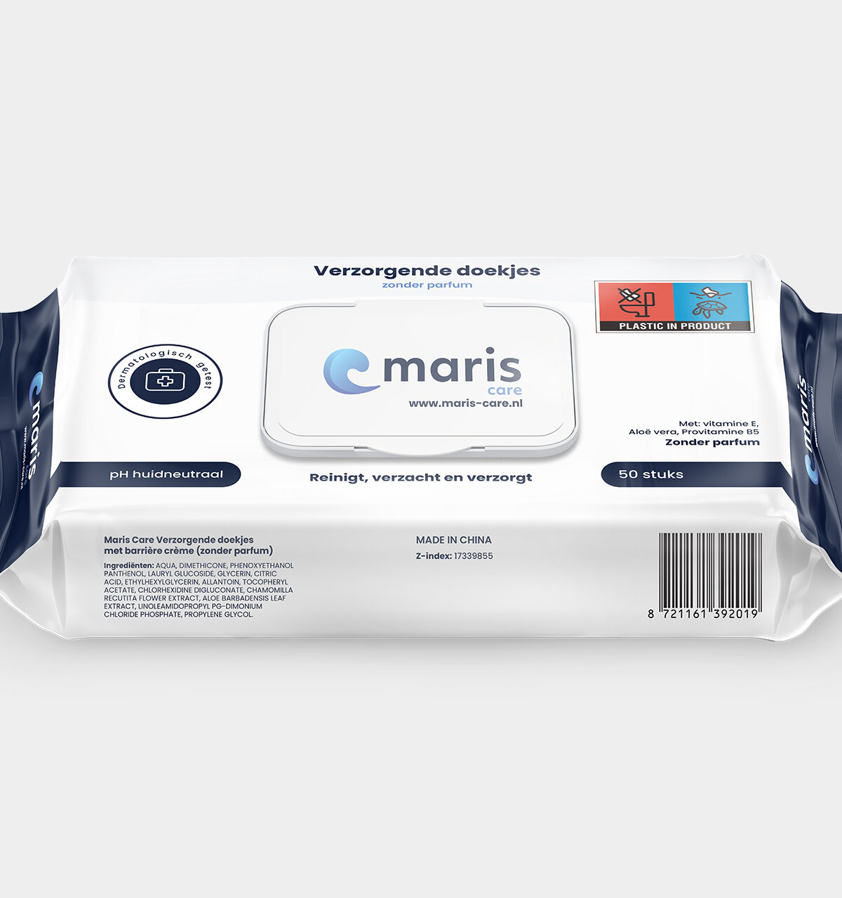 Verzorgende doekjes zonder parfum (per 50 verpakt)